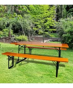 SET BIRRERIA DA ESTERNO EUROGARDEN "MAGNUM" IN LEGNO CON UN TAVOLO E 2 PANCHE PIEGHEVOLI 220X80 CM